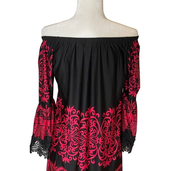 NWT White Mark Black and Fuchsia Lace Trimmed Shift‎ Dress Sz M - Picture 7 of 16
